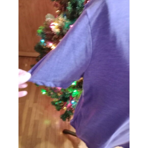 Handmade Women's V-Neck SS Purple T-Shirt Sz L Funny Quote Graphics Casual Wear - Picture 3 of 5